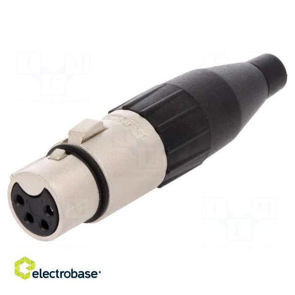 Plug | XLR | female | PIN: 4 | straight | for cable | soldering | tinned image 1