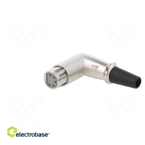 Plug | XLR | female | PIN: 5 | angled 90° | for cable | soldering | silver фото 2