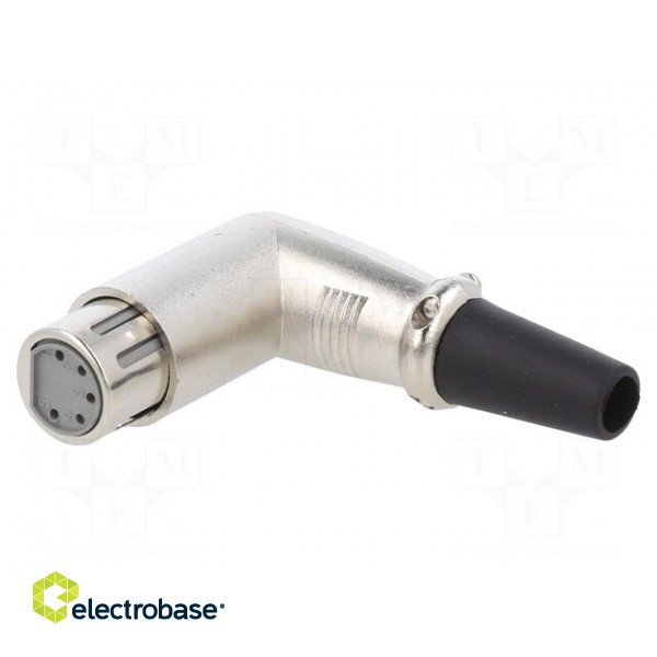 Plug | XLR | female | PIN: 5 | angled 90° | for cable | soldering | silver image 1
