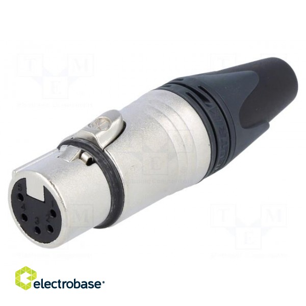 Plug | XLR | female | PIN: 5 | straight | for cable | soldering | 7.5A | 1mm2 image 1