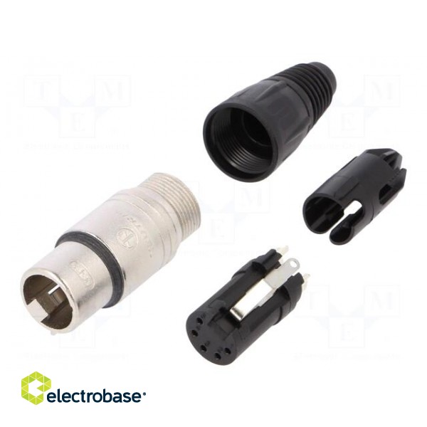 Plug | XLR | female | PIN: 5 | straight | for cable | soldering | 7.5A | 1mm2 фото 1