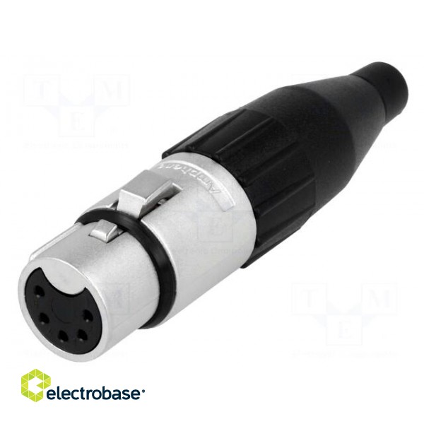 Plug | XLR | female | PIN: 5 | straight | for cable | soldering | tinned фото 1
