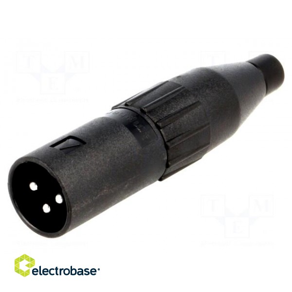 Plug | XLR | male | PIN: 3 | straight | for cable | soldering | 133V | 15A paveikslėlis 1