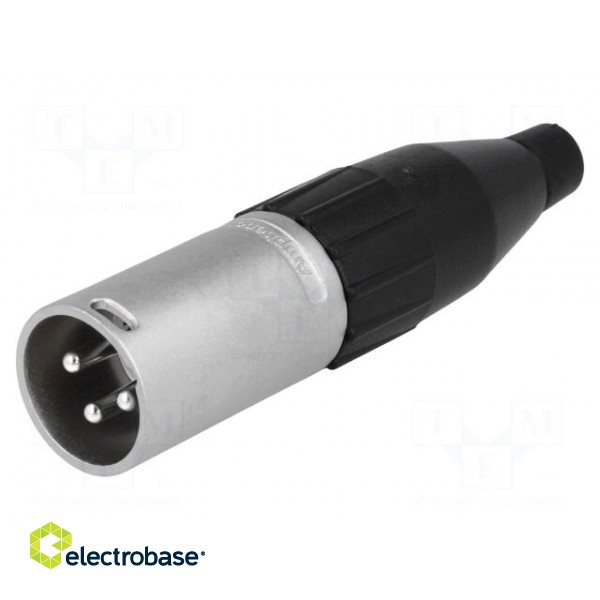 Plug | XLR | male | PIN: 3 | straight | for cable | soldering | 133V | 15A paveikslėlis 1