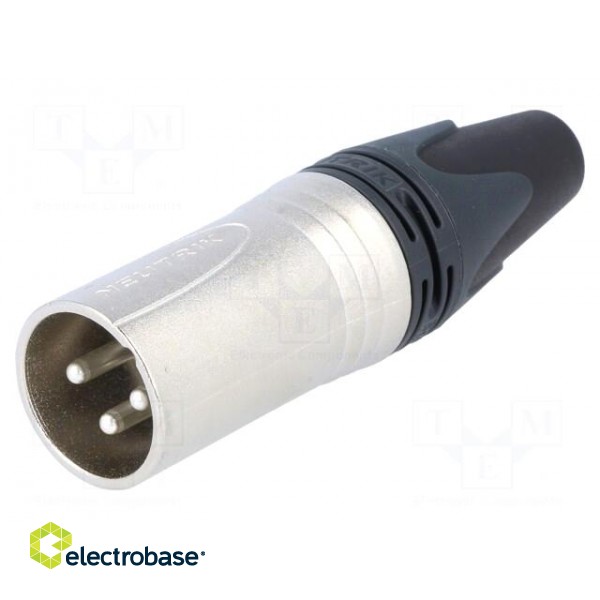 Plug | XLR | male | PIN: 3 | straight | for cable | soldering | 16A | 3.5÷8mm image 1