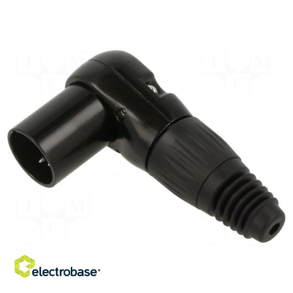 Plug | XLR | male | PIN: 4 | angled 90° | for cable | soldering | black image 1