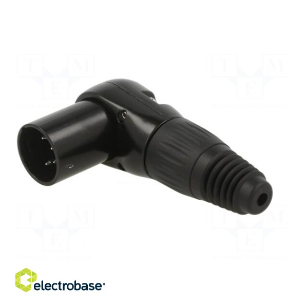 Plug | XLR | male | PIN: 4 | angled 90° | for cable | soldering | black image 2
