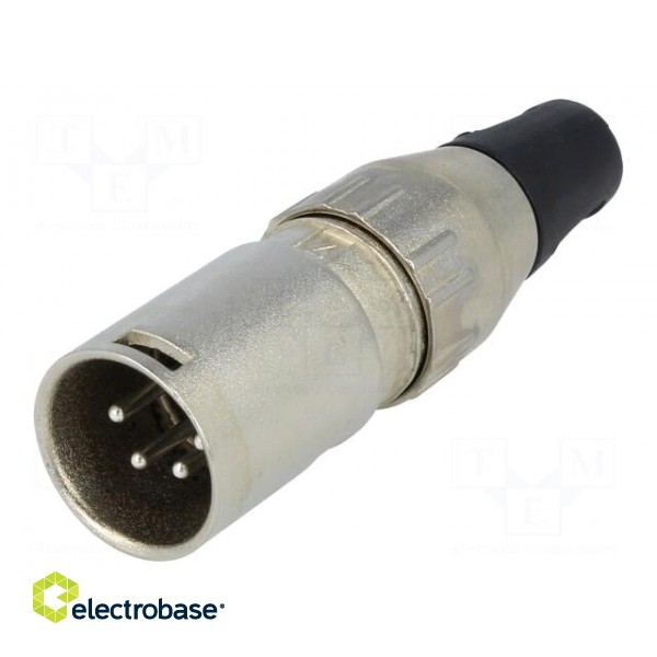 Plug | XLR | male | PIN: 4 | straight | for cable | soldering | 50V | 10A paveikslėlis 1