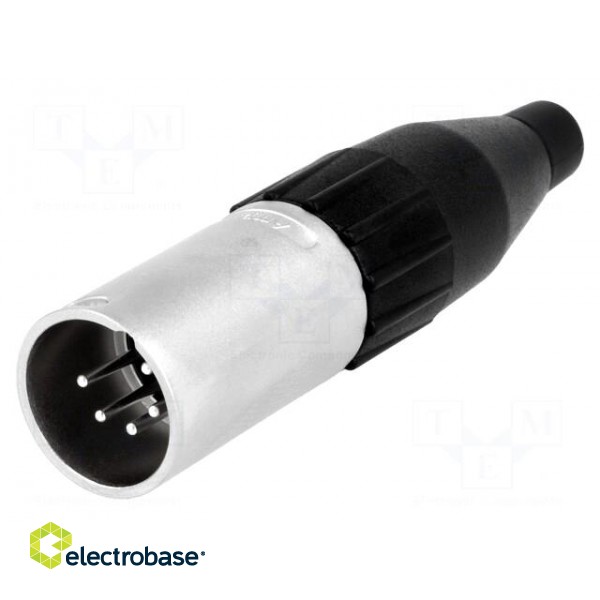 Plug | XLR | male | PIN: 5 | straight | for cable | soldering | 133V | 7.5A paveikslėlis 1
