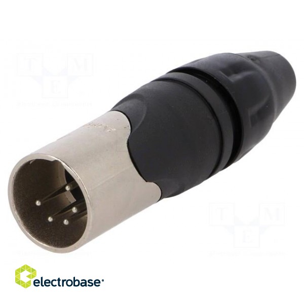 Plug | XLR | male | PIN: 5 | straight | for cable | soldering | 133V | 7.5A image 1