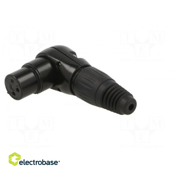 Plug | XLR | female | PIN: 3 | angled 90° | for cable | soldering | black image 2