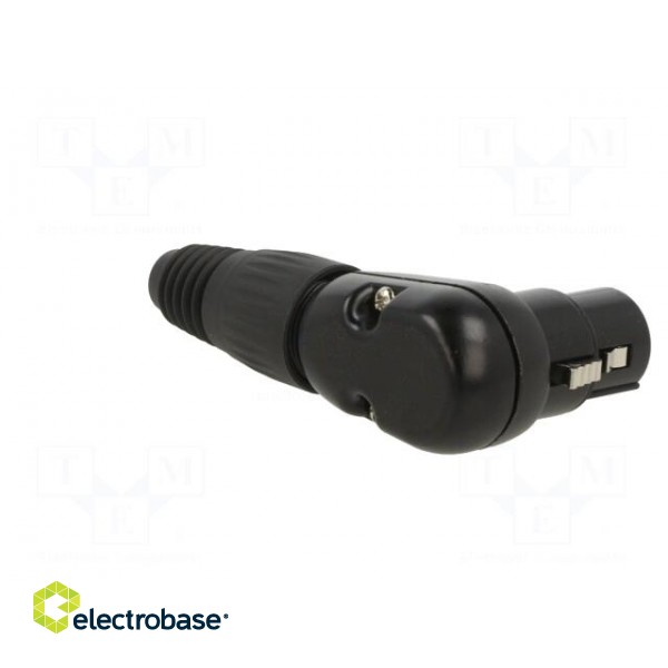 Plug | XLR | female | PIN: 3 | angled 90° | for cable | soldering | black paveikslėlis 6