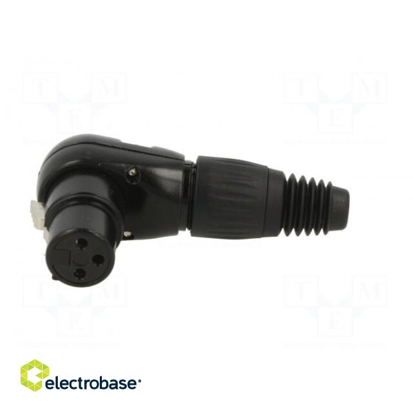 Plug | XLR | female | PIN: 3 | angled 90° | for cable | soldering | black paveikslėlis 9