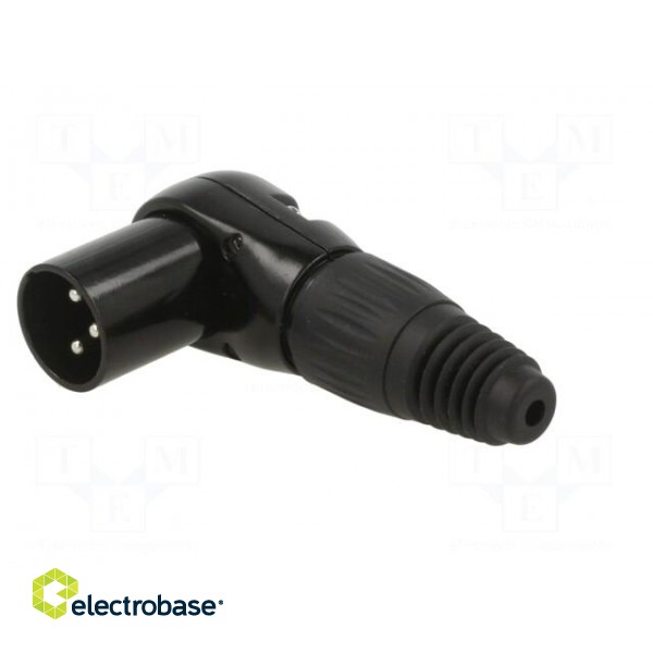 Plug | XLR | male | PIN: 3 | angled 90° | for cable | soldering | black paveikslėlis 2