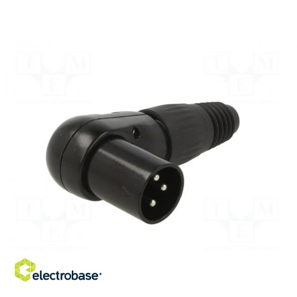 Plug | XLR | male | PIN: 3 | angled 90° | for cable | soldering | black paveikslėlis 8