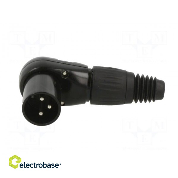 Plug | XLR | male | PIN: 3 | angled 90° | for cable | soldering | black paveikslėlis 9