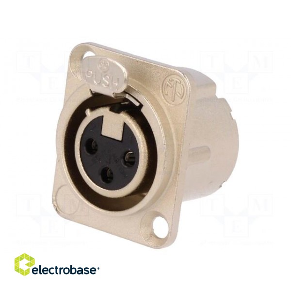 Socket | XLR | female | PIN: 3 | flange (2 holes),for panel mounting image 1