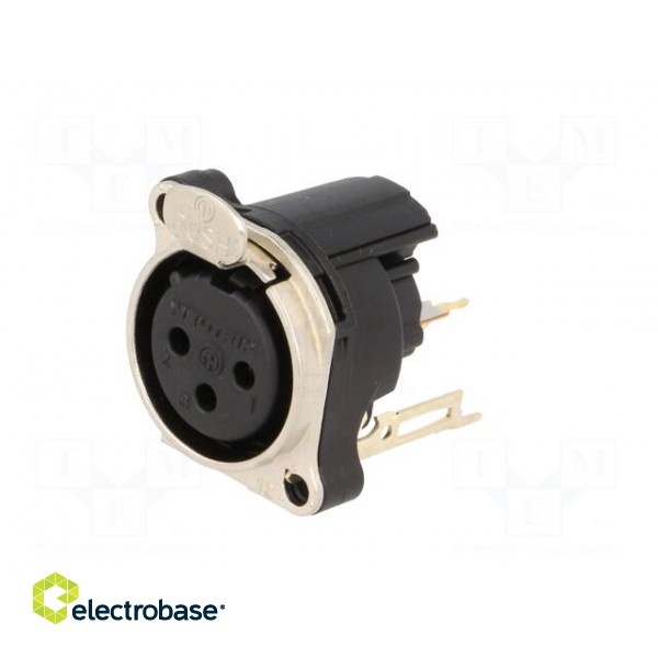 Socket | XLR | female | PIN: 3 | angled 90° | with push button | THT | 6A image 2