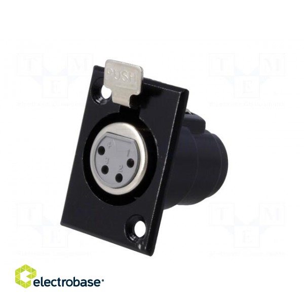 Socket | XLR | female | PIN: 4 | with push button | soldering | black фото 2