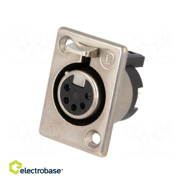 Socket | XLR | female | PIN: 5 | straight | soldering | silver plated | 50V image 1