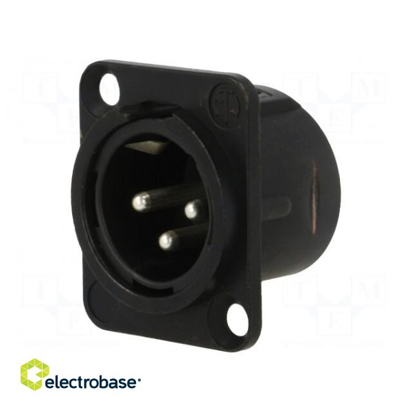 Socket | XLR | male | PIN: 3 | straight | soldering | black | 16A | 19x24mm image 1
