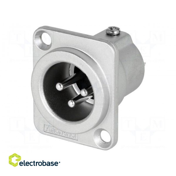 Socket | XLR | male | PIN: 3 | flange (2 holes),for panel mounting image 1