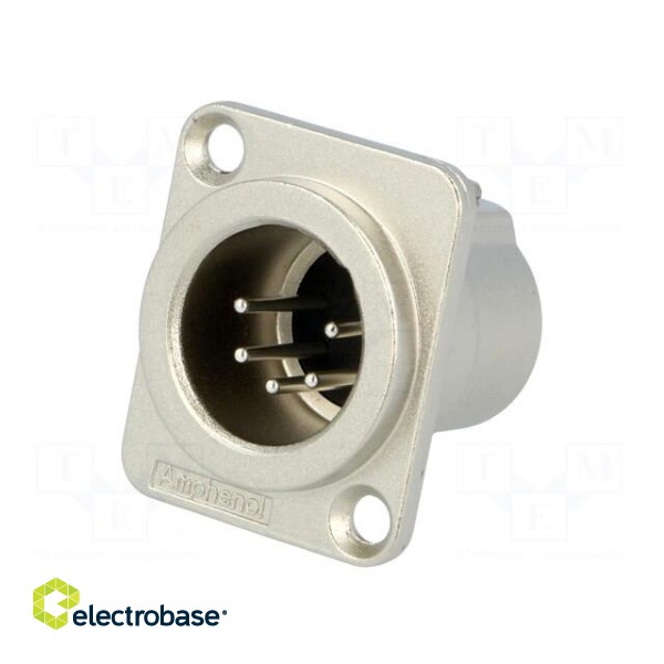 Socket | XLR | male | PIN: 5 | flange (2 holes),for panel mounting image 1