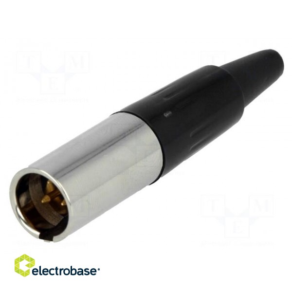 Plug | XLR mini | male | PIN: 3 | for cable | soldering | 5A | 0.5mm2 | 3.5mm paveikslėlis 1
