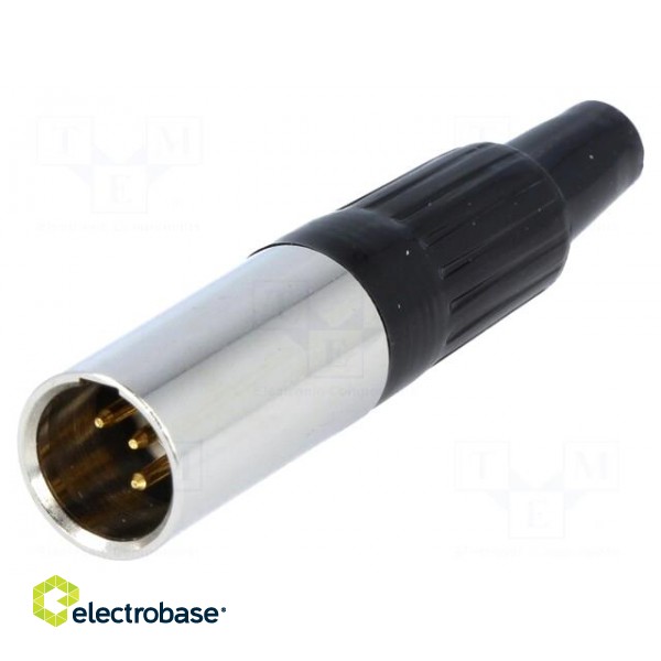 Plug | XLR mini | male | PIN: 4 | for cable | soldering | straight paveikslėlis 1