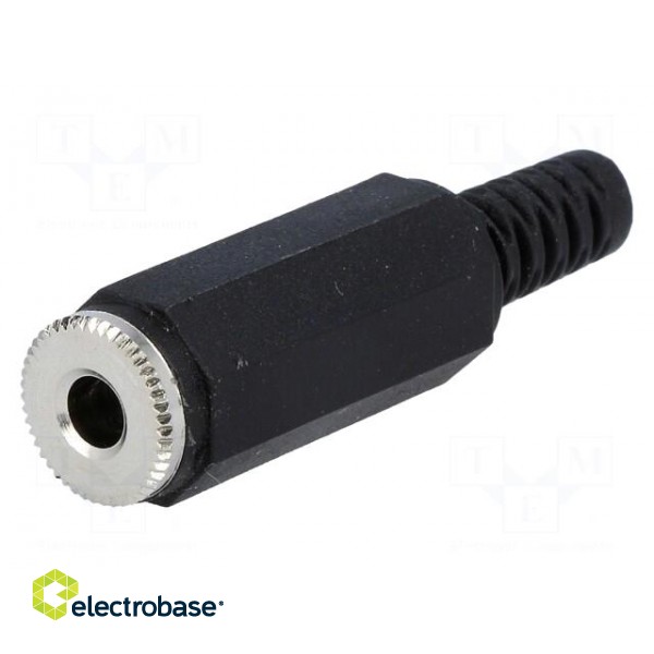 Plug | Jack 3,5mm | female | mono | straight | for cable | soldering paveikslėlis 1