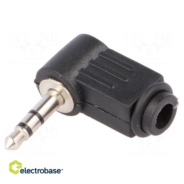 Plug | Jack 3,5mm | male | stereo | angled 90° | for cable | soldering image 1