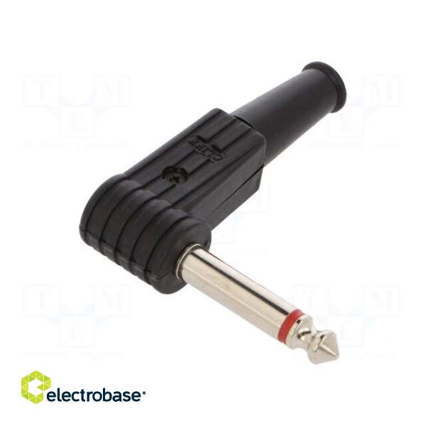 Plug | Jack 6,3mm | male | mono | ways: 2 | angled 90° | for cable | black image 1