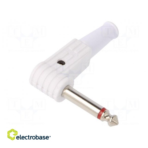 Plug | Jack 6,3mm | male | mono | ways: 2 | angled 90° | for cable | white image 1
