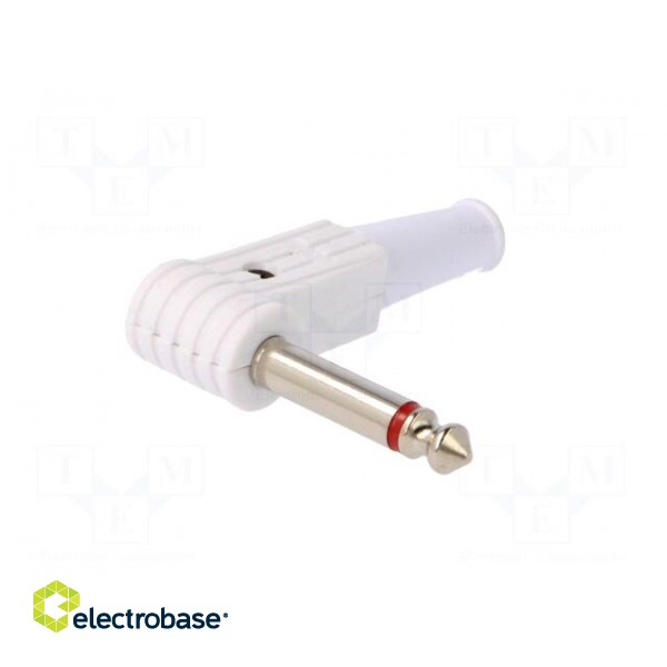 Plug | Jack 6,3mm | male | mono | ways: 2 | angled 90° | for cable | white фото 2