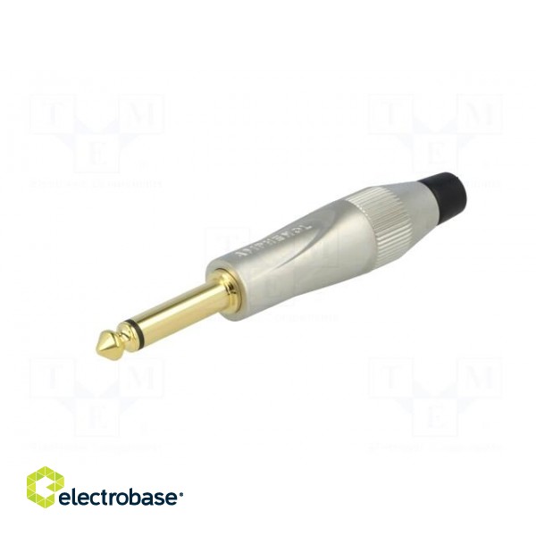 Plug | Jack 6,35mm | male | mono | straight | for cable | soldering | grey paveikslėlis 2