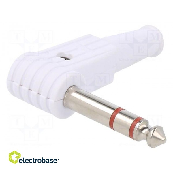 Plug | Jack 6,3mm | male | stereo | ways: 3 | angled 90° | for cable image 1