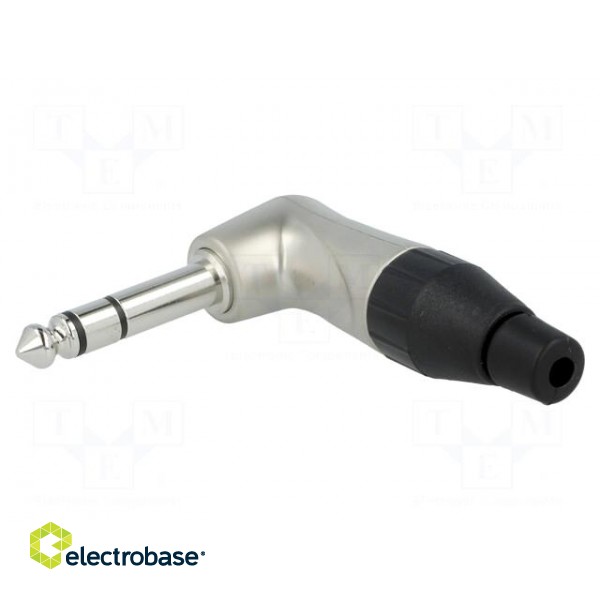 Plug | Jack 6,3mm | male | stereo | ways: 3 | angled 90° | for cable | grey image 1