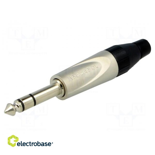 Plug | Jack 6,35mm | male | stereo | straight | for cable | soldering image 1