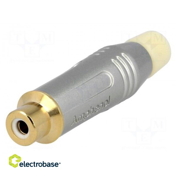 Plug | RCA | female | straight | soldering | grey | gold-plated | 3÷7mm image 1
