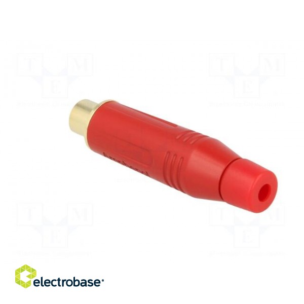 Plug | RCA | female | straight | soldering | red | gold-plated | for cable image 4