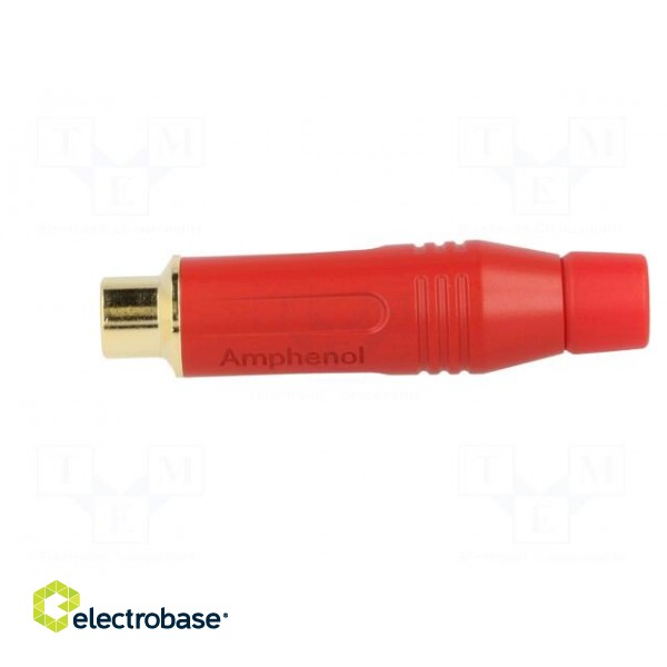 Plug | RCA | female | straight | soldering | red | gold-plated | for cable image 3