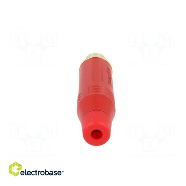 Plug | RCA | female | straight | soldering | red | gold-plated | for cable фото 5