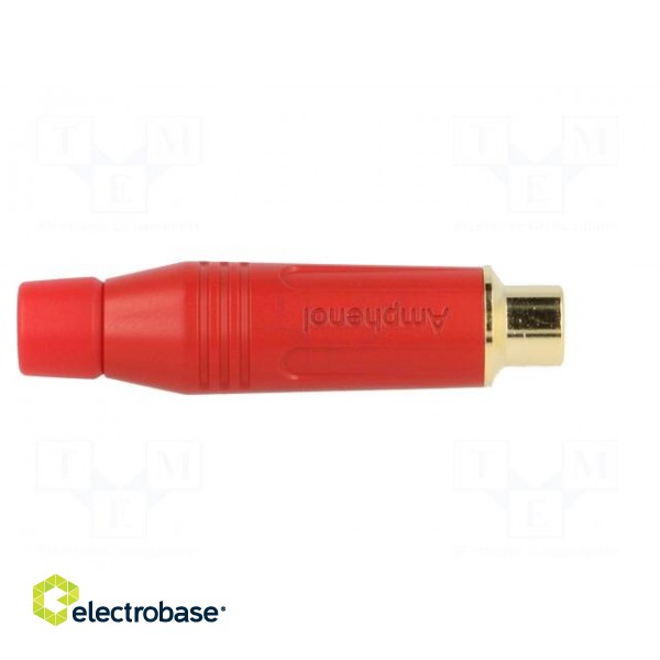 Plug | RCA | female | straight | soldering | red | gold-plated | for cable paveikslėlis 7