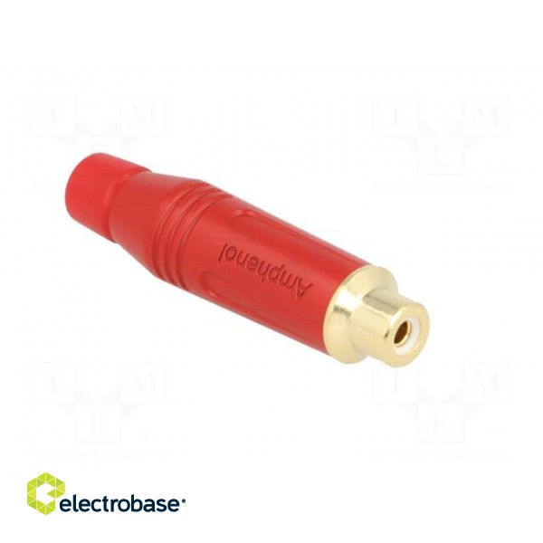 Plug | RCA | female | straight | soldering | red | gold-plated | for cable image 8