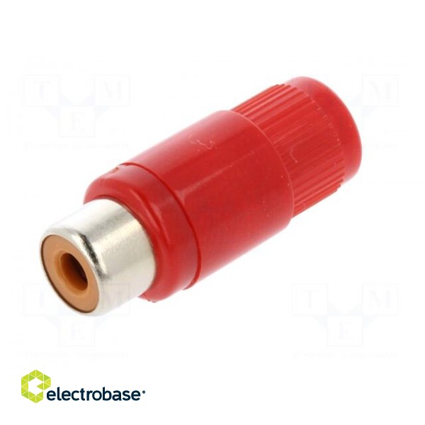 Plug | RCA | female | straight | soldering | red | nickel plated фото 2