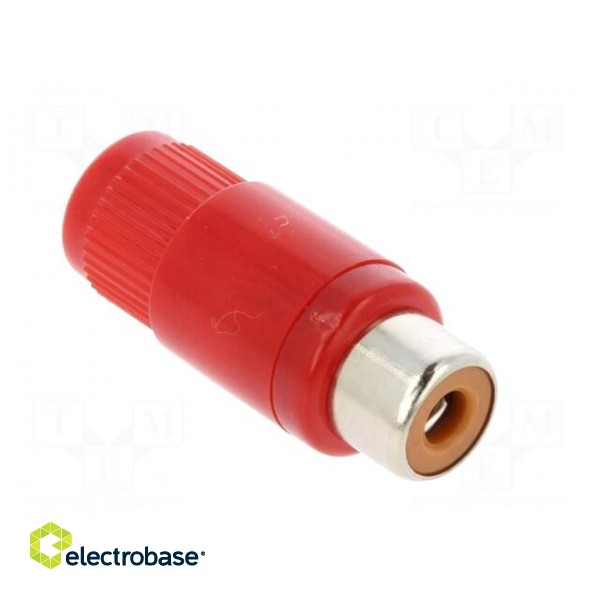 Plug | RCA | female | straight | soldering | red | nickel plated фото 8