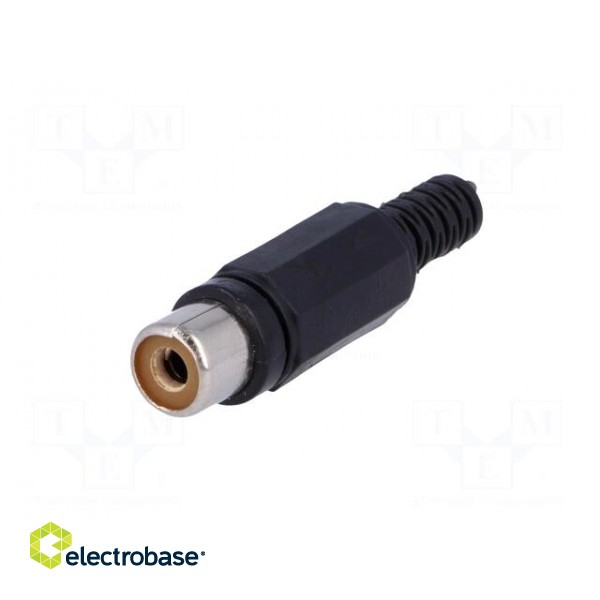 Plug | RCA | female | with strain relief | straight | soldering | black image 2