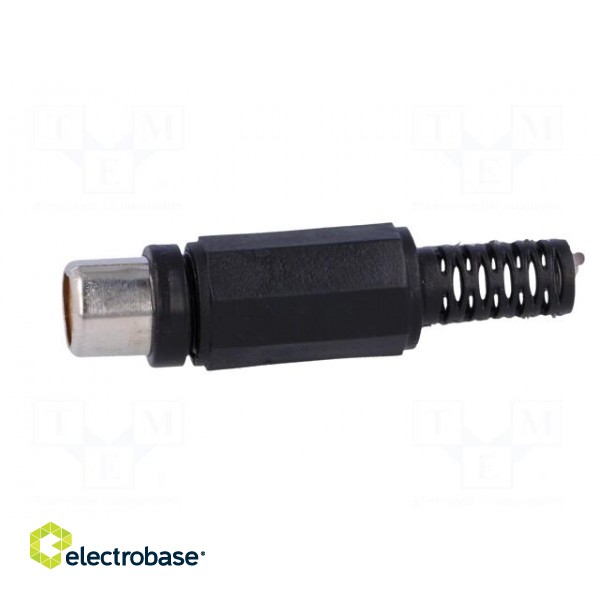 Plug | RCA | female | with strain relief | straight | soldering | black image 3