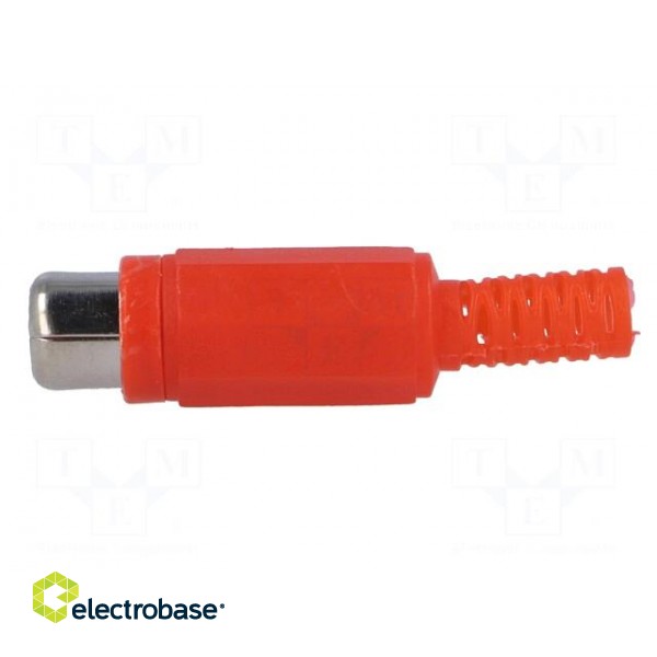 Plug | RCA | female | with strain relief | straight | soldering | red image 3