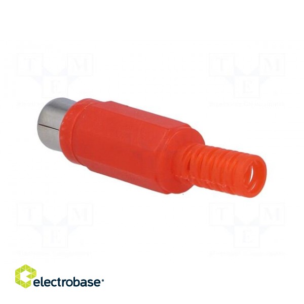 Plug | RCA | female | with strain relief | straight | soldering | red image 4